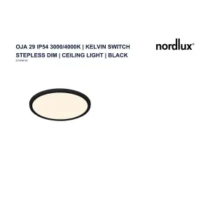 Nordlux Oja 29 Indoor Ultra-Slim Switch Dim Ceiling Light in Black (Height) 2.3cm