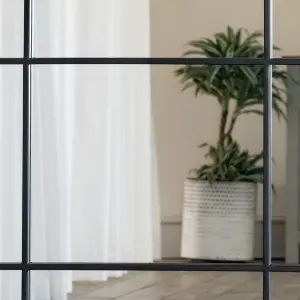 Jobu home - Kyo - Full Length Black Metal Rectangle Lattice Window Mirror - 200cm x 120cm