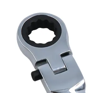 17mm Flexible Headed Ratchet Combination Spanner Wrench with Integrated Lock