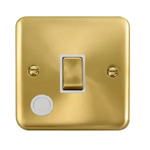 Curved Satin / Brushed Brass 1 Gang 20A Ingot DP Switch With Flex - White Trim - SE Home