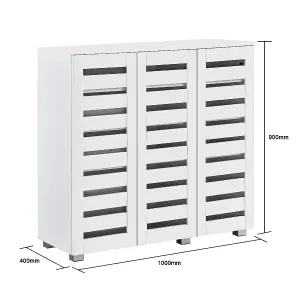 Euston Modern White 3 Door 5 Tier Shoe Cabinet