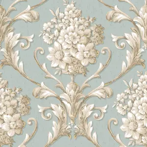 Galerie Classic Silks 3 Blue Damask Smooth Wallpaper