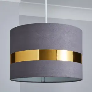 Inlight Koron Grey Metallic effect Velvet Lamp shade (D)30cm