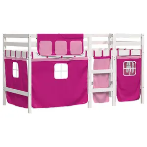 Berkfield Kids' Loft Bed with Curtains without Mattress Pink 80x200 cm