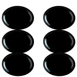 URBNLIVING 30cm Diameter Black Steak Plate Opal Glass Set of 6