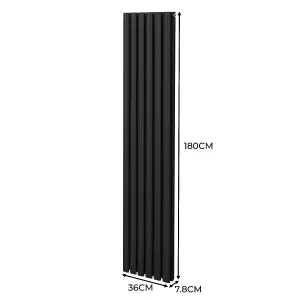 Oval Column Radiator & Valves - 1800mm x 360mm - Black