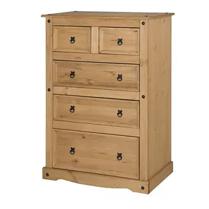 Mercers Furniture Corona 2+3 Chest of 5 Drawers Solid Pine with Mexican Styling