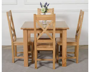 Oslo 90 x 90 cm Oak Small Dining Table and 4 Chairs Dining Set with Berkeley Oak Chairs