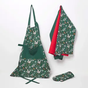 Homescapes Festive Forest Green Christmas Oven Glove