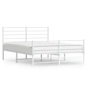 Berkfield Metal Bed Frame with Headboard and Footboard White 150x200 cm 5FT King Size