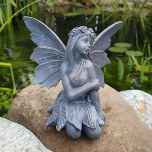 Flower Fairy A Statue Bronze Finish Nymph Indoor + Garden Decoration Ornament