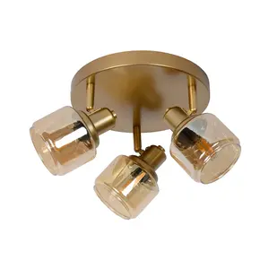 Lucide Bjorn Classic Ceiling Spotlight 38cm - 3xE14 - Matt Gold, Brass