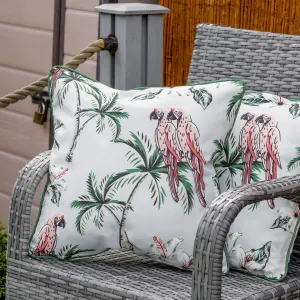 Gardenwize Pair of Outdoor Garden Sofa Chair Furniture Scatter Cushions- Pink Parrot