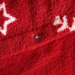 Snowflake Teddy Fleece Duvet Cover Bedding Winter Christmas, Red - Single