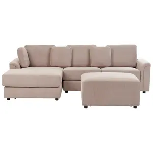 Right-Hand Corner Sofa with Ottoman KOHLO Taupe Fabric Right Hand