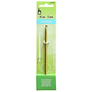 CL C/HK AL 15CMX5.00 - Crochet Hook: Interchangeable: Light Yellow: 15cm x 5.00mm - Pony