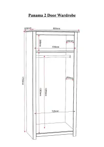 PANAMA Waxed Pine Finish 2 Door Wardrobe