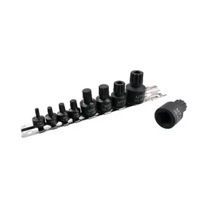 Stubby Impact Triple Square Spline Bit Sockets M4 - M12 MT14 - MT18 9pc Set