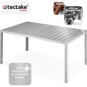 Garden Furniture Table Bianca - aluminium, wood look, 150 x 90 x 74.5 cm - silver/gray