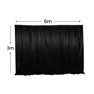 3x6 Metres Ice Silk Backdrop Photography Curtains, Black