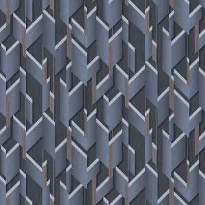 Erismann 3D Geometric Glitter Vinyl Metallic Wallpaper Navy Blue 10145-08