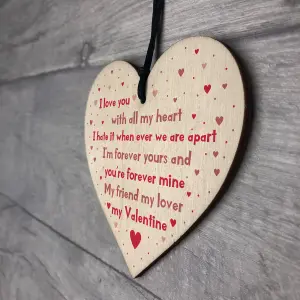 Handmade My Valentine Wood Heart Valentines Day Gift For Boyfriend Girlfriend Husband Wife