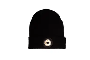 Beanie-B 150 Lumen Knitted Hat with Integrated Rechargeable LED Head Torch - In Black