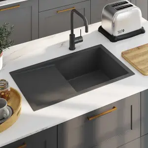 vidaXL Handmade Kitchen Sink Black Stainless Steel