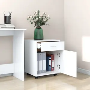 Berkfield Rolling Cabinet White 45x38x54 cm Engineered Wood