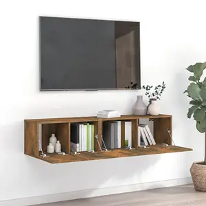 Berkfield 2 Piece TV Cabinet Set Smoked Oak Engineered Wood