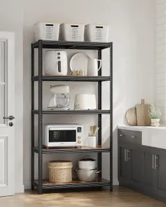 SONGMICS 5 Tier Shelving Unit, Rack, Industrial, Adjustable Shelves, for Living Room, Kitchen, Garage, Black & Rustic Brown