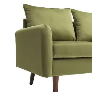 Green 2-Seat Velvet Upholstered Sofa for Living Room