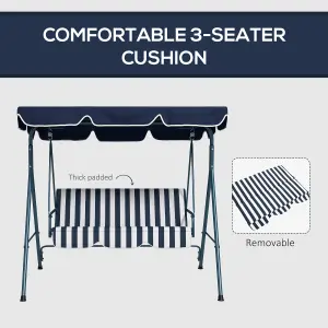 Outsunny Outdoor 3-person Porch Swing Chair with Adjustable Canopy Blue, White