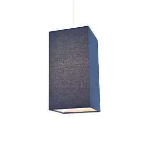 Contemporary and Stylish Midnight Blue Linen Fabric Tall Rectangular Lampshade