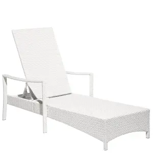 Sun Lounger with Cushion PE Rattan White VASTO