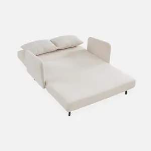 sweeek. 2-seater scandinavian convertible sofa with boucle fabric Panam boucle Off-White Boucle 131x75x81 cm