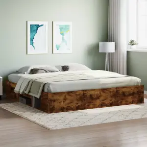 Berkfield Bed Frame Smoked Oak 200x200 cm