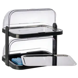 Double-Decker Buffet Display Case Set Black