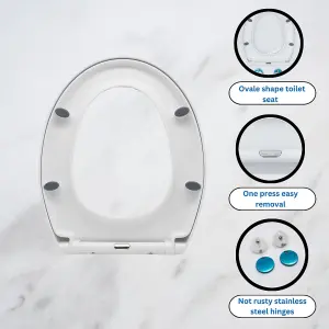 Soft Close White  Plastic Toilet Seat