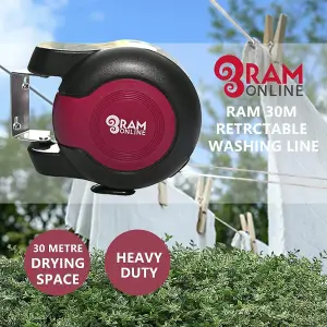 Ram 30 metre Retractable Reel Clothes Lines