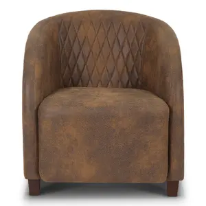 Faux Leather Suede Brown Tub Chair