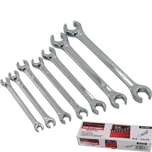 Neilsen Flare Nut Wrench Open-Ended Brake Pipe Spanner Set 7pc 8mm - 24mm