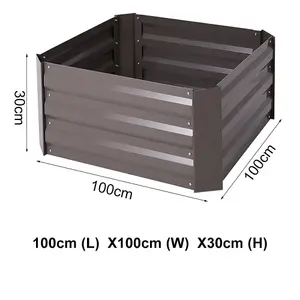 Square Galvanized Steel Garden Flower Bed Planter Box Outdoor Raised Garden Bed Kit 100 cm W x 100 cm D