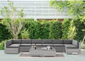 Tropez 10Pc Rattan Garden Furniture Sofa Set Large Modular Outdoor