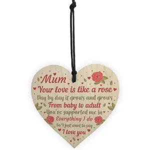 Red Ocean Mum Gifts Wooden Heart Mum Birthday Gifts Love Plaques Mothers Day Gift Keepsake Sign