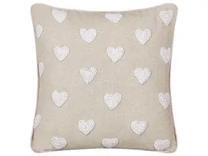 Throw Cushion GAZANIA Cotton 45 x 45 cm Geometric Embroidery Beige