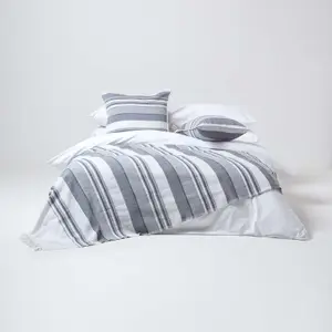 Homescapes Cotton Morocco Striped Monochrome Throw, 225 x 255 cm