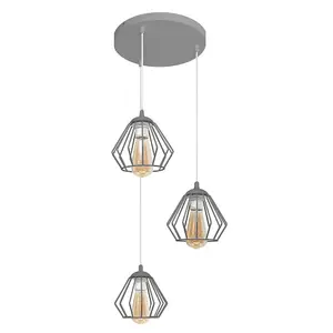 Luminosa Agat Cluster Pendant Ceiling Light Grey 38cm