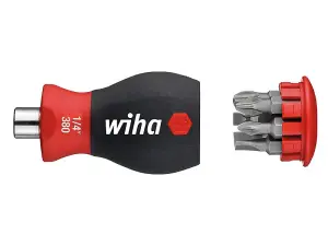 Wiha 33738 Magnetic SoftFinish Stubby Screwdriver with Bit Magazine SL, PH WHA33738