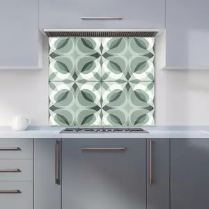 Geometric Green Grey Premium Glass Kitchen Splashback W700mm x H750mm